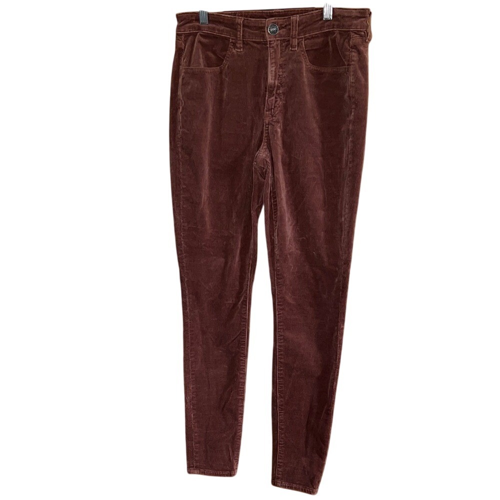 American Eagle Outfitters Super Stretch Rust Corduroy Pants Hi Rise Sz 6